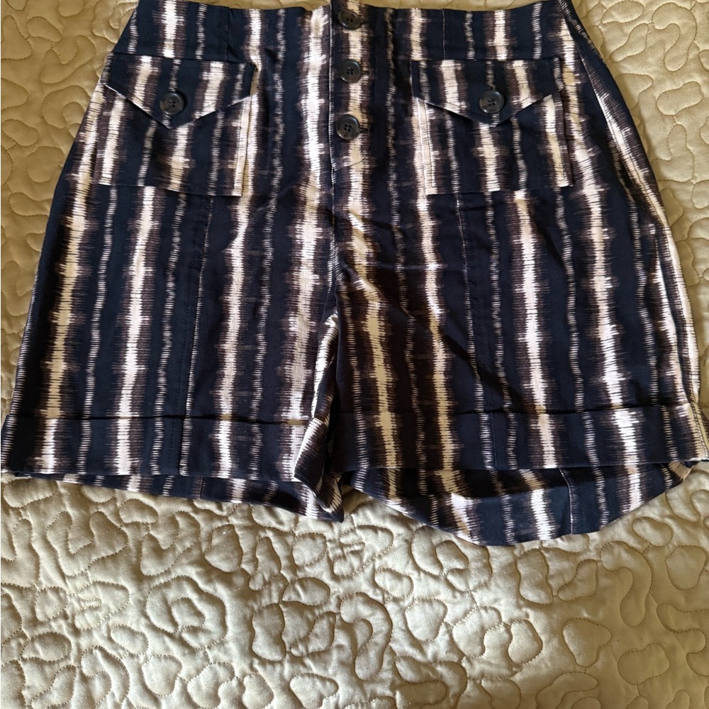 INC International Concepts Navy and Cream High Waist Shorts